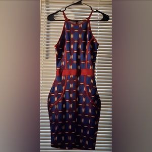 Beautiful burgundy and navy blue cocktail dress.